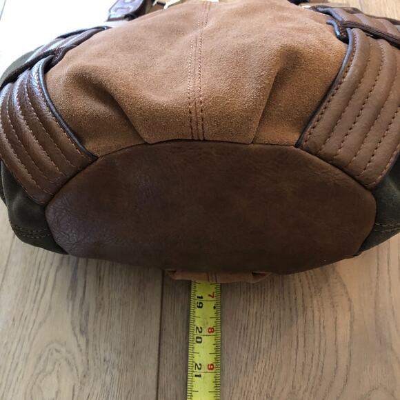 Tignanello Brown Suede Leather Colorblock Shoulder Bag Purse Gently Used - Picture 10 of 14